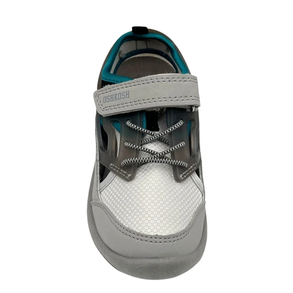 OshKosh Toddler Boys Slip-on Sport Sandals Size 8 Beige Gray‎ Aqua Closed Toe